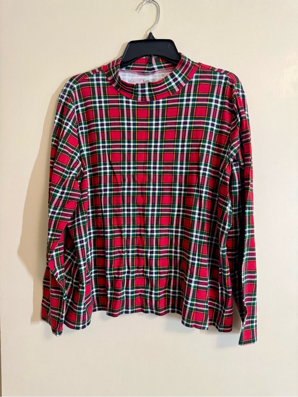 Kim Rogers Red and Green Plaid Long Sleeve Tee